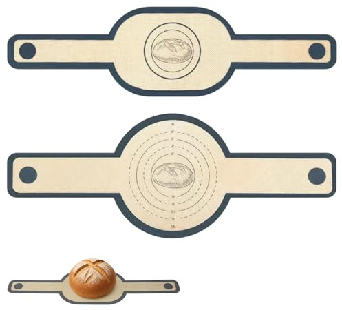 Pack of 2 Silicone Baking Mat for Dutch Oven Baking Mat Bread with Long Handles Reusable Bread Baking Mat Non-Stick Bread Baking Mat for Bread Pot and Oven, Dishwasher Safe (Round & Oval)