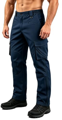 ZITY Pantalones de Trabajo para Hombre, Pantalones tácticos Cargo Senderismo con Cintura elástica montañismo para Exteriores con múltiples Bolsillos