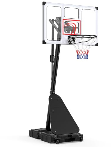 COSTWAY Panier de Basketball Réglable en Hauteur 150-305 cm | Support de Basket à Roulettes, Base Robuste Remplissable Panneau Arrière Incassable, Plaque de Rebond, Extérieur/Intérieur