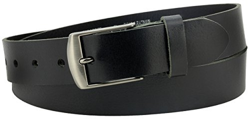 Vascavi Ledergürtel aus Büffelleder, Made in Germany, schwarz, ca. 35mm breit und ca. 3-4mm stark, kürzbar, Gürtel, Vollledergürtel, Jeansgürtel, Herrengürtel, Damengürtel