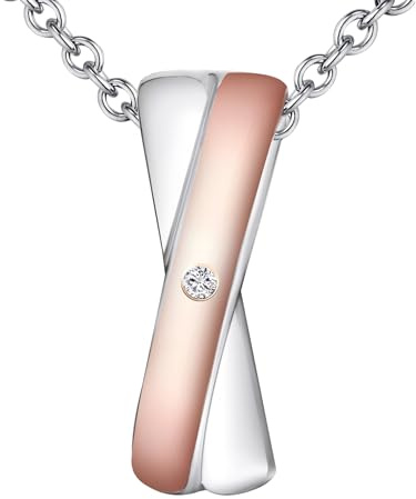 Rafaela Donata Damen Halskette mit Anhänger 925/- Sterling Silber bicolor rosevergoldet/silber Diamant 0,01 Karat Diamanthalskette Silberhalskette