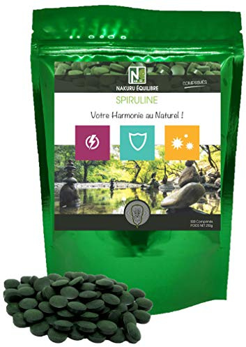 NAKURU | Spiruline | Gamme Équilibre | Fabriqué en France |Votre Harmonie au Naturel ! | (500 comprimés de 500mg / Poids Net: 250g)
