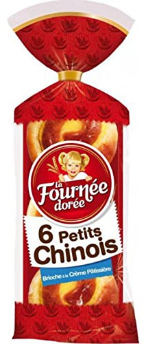 La Fournée Dorée 6 Petits Chinois Brioche à la Crème Pâtissière 300g (lot de 4)