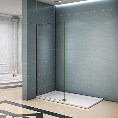 Mamparas de Ducha Frontales Puerta Fijo WALK IN Antical 8mm Cristal Barra 45cm 50x200cm