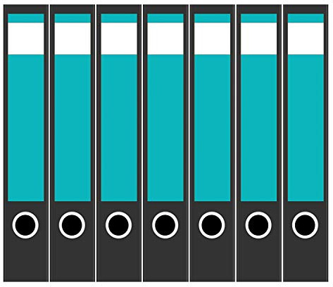 Ordneretiketten | 7 Aufkleber für schmale Akten-Ordner | Türkis Blau | selbstklebende Design Akten-Etiketten | Deko Sticker für Rückenschilder Ordnerrücken | zum Beschreiben
