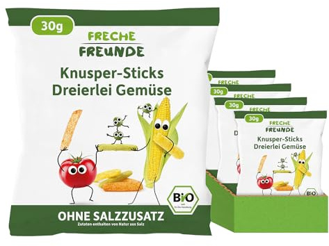 FRECHE FREUNDE Bio Knusper Sticks Gemüse, herzhafte Snacks ab 1 Jahr(8x30g)