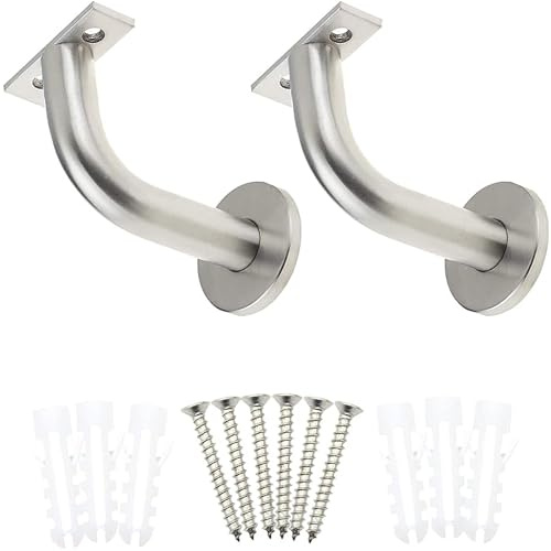 EAI Handrail Brackets for Stair Banister | Heavy Duty Hand Rail Brackets | Satin Stainless Steel | Pack of 2