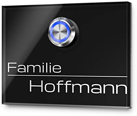 Türklingel mit Gravur | Hochwertige Klingelplatte mit einem LED Taster und Motiven | Größen ab 9x7 cm rechteckig | Klingel farbig in anthrazit oder schwarz | Haustürklingel mit Namen