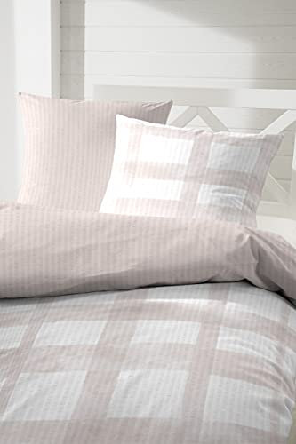 Primera Seersucker Bettwäsche 213051 Wende Kariert Beige 100% Baumwolle 155x220 +80x80 cm