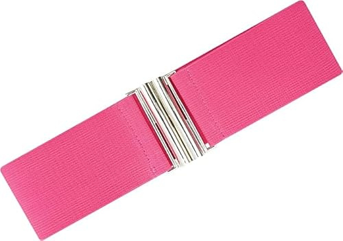 Ro Rox Damen Breiter Elastischer Taillengürtel im Retro Vintage Stil – Stretchgürtel für Kleider, 50er Jahre – Moderne Schnalle, Mehrere Farben - Hot Pink (L)
