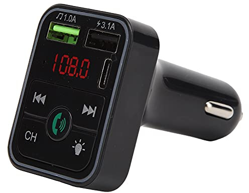 Dpofirs Bluetooth FM Transmitter Auto, Bluetooth Auto Radio Transmitter Freisprecheinrichtung mit Dual USB Anschlüsse Lesen 7 Farben Licht für Auto Radio, Freisprecheinrichtung