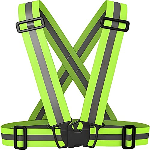 Retoo Chaleco Reflectante, Arnés Reflectante Ajustable Talla Única, Elástico Y Visible, Alta Visibilidad Neón, Hebilla De Cierre, Seguridad para Coche Bicicleta Peatón Niños Adultos