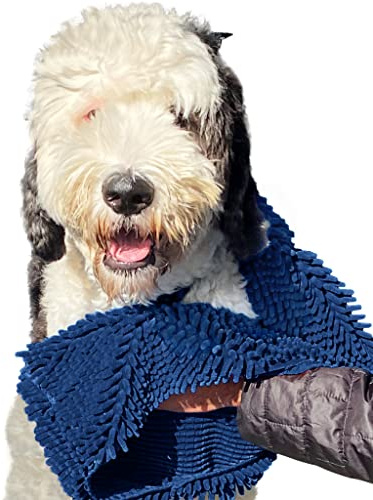 Soggy Doggy Super Shammy Hundehandtuch, Waschbare Mikrofaser Hundehandtücher zum Trocknen von Hunden und Reinigen von Pfoten, Marineblau, 79.9x35.6 cm