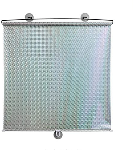 YUESHEN888 Seitenzug Springrollos mit Saugnäpfen Sonnenblende Autosonnenschutz Silber Autofenster Sonnenschutz Einhand-Einrollfunktion Fensterrollo,Einziehbarer Tragbare Verdunkelungsrollo (45x125cm)