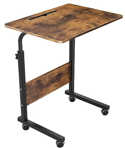 soges Tavolo per computer portatile regolabile in altezza, tavolo per PC con ruote, superficie con incisione come supporto per pad, tablet, telefono cellulare, 60 cm x 40 cm