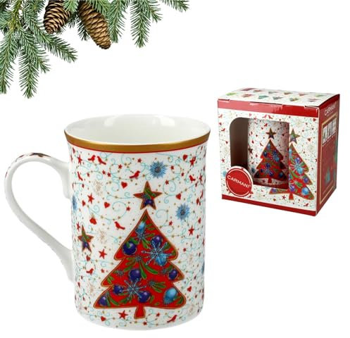 Carmani - Tasse de Noël, tasse festive pour thé, café, chocolat chaud décorée avec thème de Noël, 375 ml
