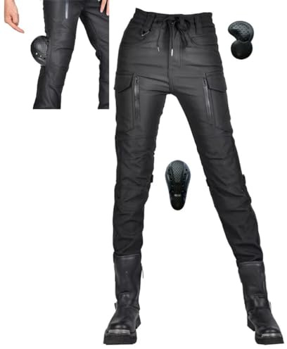 Waterproof Windproof Women Motorcycle Riding Pants with 4 X CE Armor Pads Reflective Motocross Racing Motorbike Cycling L Black
