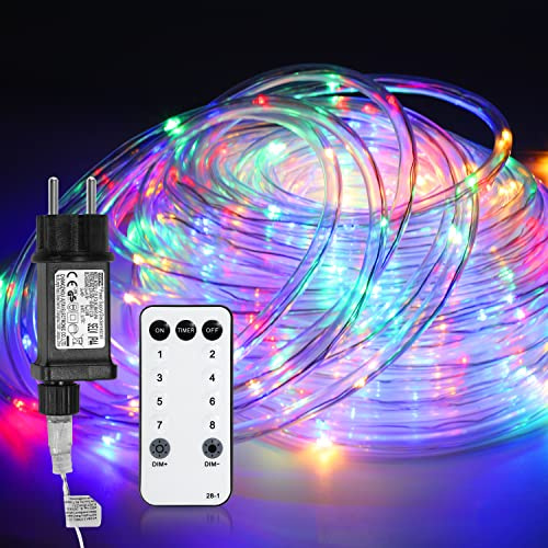 Jopassy LED Lichterschlauch Außen, 10m LEDs Lichterkette, IP44 Wasserfest LED Schlauch, mit Fernbedienung & Timer,für Außen Innen Party Hochzeit Weihnachten Dekolicht, Bunt