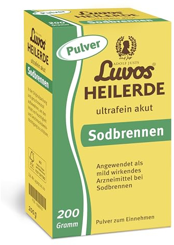 Luvos Heilerde ultrafein akut - mild wirkendes Arzneimittel bei Sodbrennen, wirkt sofort & anhaltend, lindert Schmerzen, bindet überschüssige Magensäure, schützt Magen und Speiseröhre, 200 g Pulver
