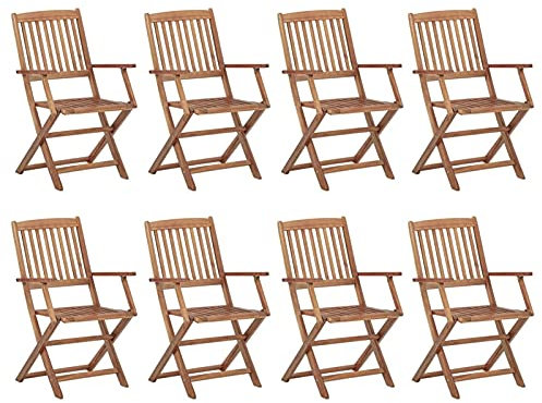 Chaduof Klappbare Gartenstühle 8 STK. Gartenmöbel, Balkonstühle, Balkonmöbel, Bistrostuhl, Garten Stühle, Sit Möbel, Armlehnenstuhl, Massivholz Akazie
