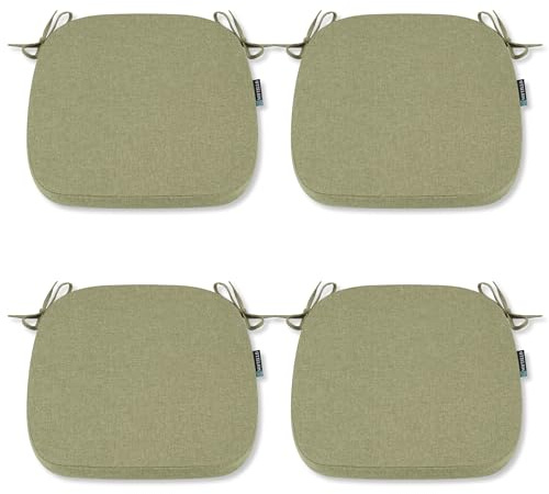 Comfortable Chair Cushion With Ties - 42x40x5cm - Indoors/Outdoors Seat Pads Cushion Pad - For Dining, Living Room, Garden, Patio, Office Chairs – Thick Portugal Fabric – (Pistachio, Pack of 4)