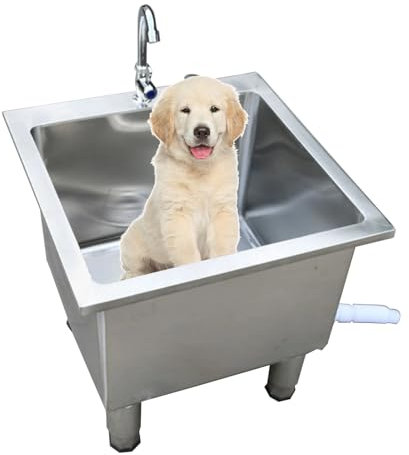 Baignoire De Toilettage pour Chat, Baignoire Toilettage en Acier Inoxydable pour Chiens De Petite Et Moyenne(60cm/23.6in)