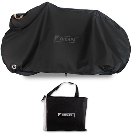 DICAPA Funda Bicicleta Exterior Impermeable de 200x70x110cm, Funda Bicicleta con Asas, Agujeros Antirrobo y Cierre Ajustable, Cubre Bicicletas Exterior y Bolsa de Transporte Gratis