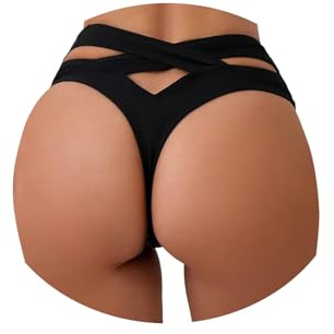 Damen Tanga Bikinihose Brazilian Style Muster String Bikini Hotpants High Waist Sexy Bauchweg Tanga Bikini Slip Strandbikinis