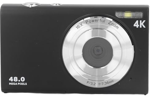 Appareil Photo Numérique, Caméra de 4K avec écran HD IPS de 2,8 Pouces, Appareil Photo Numérique à Zoom Numérique 48MP 16X, Appareil Photo Compact de Pointage (Prise UE
