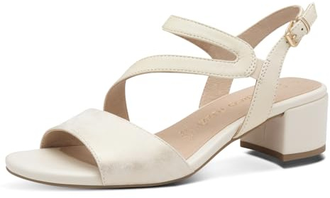 MARCO TOZZI Damen Sandalen mit Absatz mit Lederanteil Elegant, Cremefarben (Ivory Comb.), 40 EU