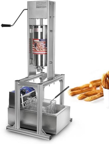 JODAIS Macchina per Churros Commerciale, Macchina per Churros per Ciambelle da 5 Litri, con 4 Stampi per Bastoncini di Pasta Fritta, Macchina per Frutta Latina in Acciaio Inossidabile da 2500 W