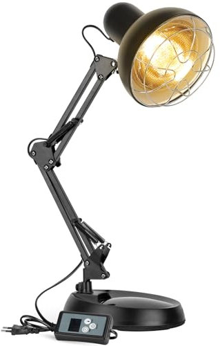 Etyceun Lampada Infrarossi 150W, Terapia Luce Gialla per Sollievo del Dolore Muscolare con 10 Livelli di Regolazione della Temperatura e Timer