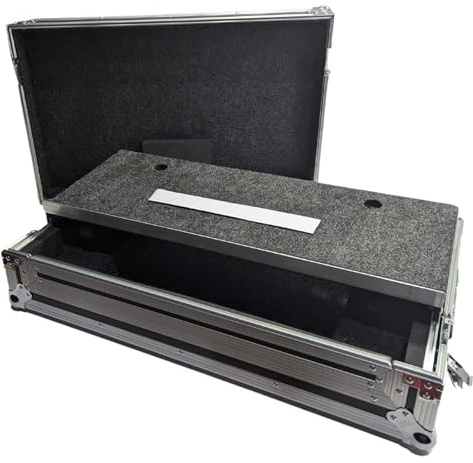 Harmony Audio HCSCLIVE4WLT DJ Controller Case Compatible with Denon DJ SC LIVE 4 – Black with Glide Style Laptop Tray, Wheels, Spring-Loaded Handle and Adjustable Foam Inserts for Maximum Protection