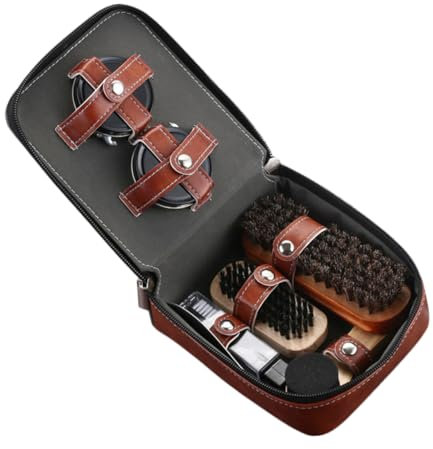 COLLBATH 9pièces Kit De Cirage pour Chaussures avec Brosse De Nettoyage Portable Et Crème De Nettoyage Ensemble De Soin pour Chaussures