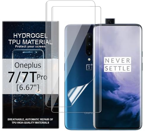 Glcrrpu 2 protectores de pantalla para Oneplus 7 Pro/7T Pro (6,67 pulgadas), protector de pantalla de hidrogel, flexible, suave, transparente, TPU, HD