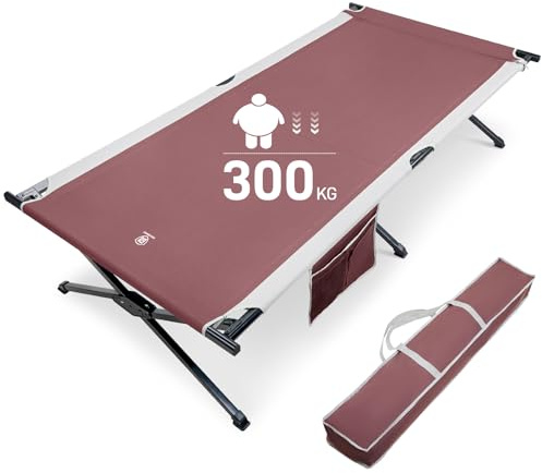 EVER ADVANCED Feldbett Klappbar 214 x106cm, 300KG XXL Klappbett Campingbett | Extrabreit, 300kg Tragkraft, Stahl-X-Gestell, einfaches Faltdesign, Tragetasche, 2 Seitentaschen, für Camping & Garten