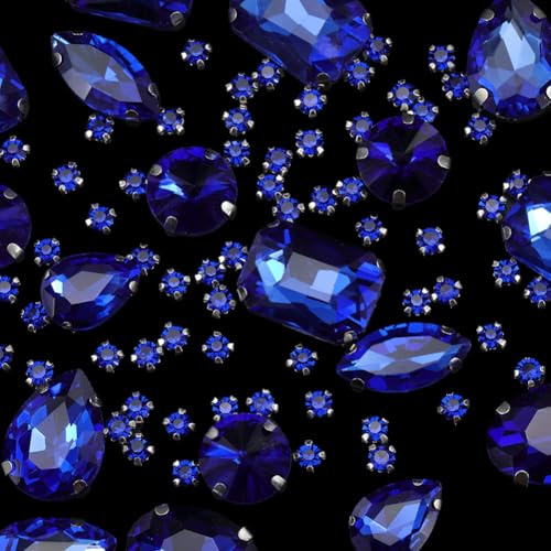SOFPLATE 1 låda 156 st blå sy på strass hantverk utsmyckningar ädelsten glas sy på kristall ädelstenar platt baksida med järnspetsinställningar för gör-det-själv-skor klänning smyckestillverkning