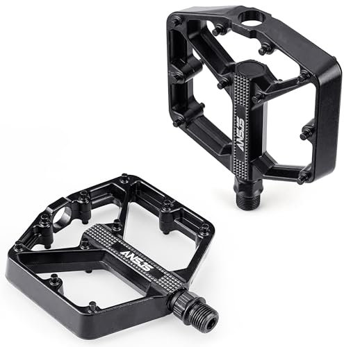 Ansjs Fahrradpedale, Aluminium, Mountainbike-Pedale, flache Fahrradpedale, 9/16 Zoll Pedale, schwarz, MTB-Pedale, Metall-Fahrradpedale (B632)