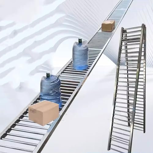 Tavolo trasportatore a rulli in acciaio zincato portatile pieghevole 30x350CM non alimentato per trasporto bevande e uso del magazzino & facile da montare