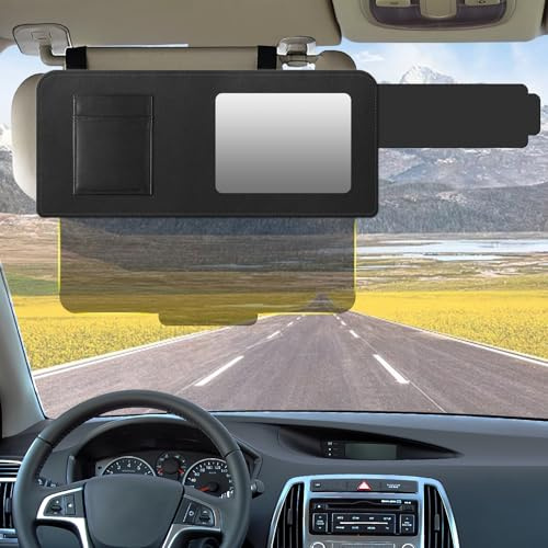 Sun Visor Extender for Car - Adjustable Polarized Car Sun Shade with Pc Lens and Side Sunshade Extension, Upgraded Auto Sunshade for Anti-Glare UV Protection, Black