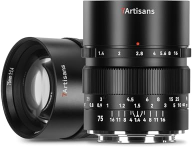 Obiettivo a focale fissa 7artisans 75mm F1.4 Full Frame Manuale 38,4° a grande apertura, compatibile con fotocamere mirrorless Sony E-mount serie FX3, FX30, A1, A9, A7m, A7r, A7s, A7c