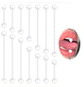 DJCIW 14G Klare Bioflex Industrial Barbell Piercing-Retainer, flexible Kunststoff-Stäbe, hypoallergener Schmuck für Zunge, Brustwarze, Industrial oder Bauchnabelpiercing 12–38mm