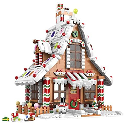 MASUSE Lebkuchenhaus Bausteine für Weihnachten, 1455 Teile Weihnachten Haus DIY Weihnachts Klemmbausteine Bauset Konstruktions Kit