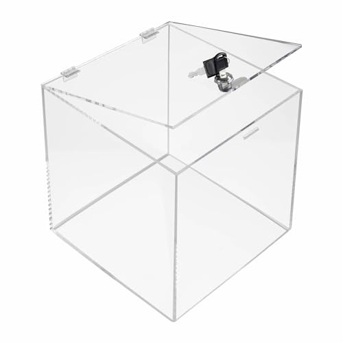 TUKA-i-AKUT 25x25x25cm Vitrina Expositora de Acrílico con Cerradura, Tapa Plegable, Cubo Caja de Presentación Almacenamiento Decorativo, Escaparate para Museos Figuras Colecciones Joyas, TKD8258-25cm