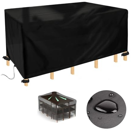 OOOXZO Bache Table Exterieur Housse de Salon de Jardin Impermeable, 250x140x75cm/LxBxHAnti-UV,600D Oxford Tissu Housse Canape Exterieur, BâChe De Protection pour Chaise éTanche Anti-UV