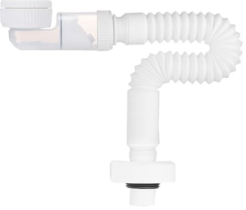 XIAOGUA Flexible Siphon Evier Cuisine, D'évier Extensible Syphon D'Espace Réglables Lavabo Extra plat, Remplaçabl Blanc Tuyau de Vidange, pour Lavabo, Extensible de 380-980 mm