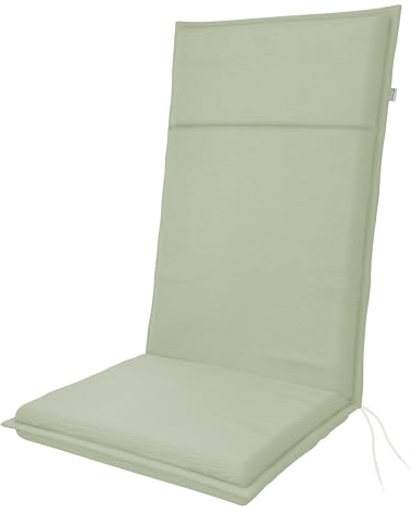 Doppler Cuscino per sedia a schienale alto Life 119x48x4 cm – da giardino con imbottitura da 4cm | per seduta per sedia alta con fascia di sostegno per i lacci | resistente ai raggi UV