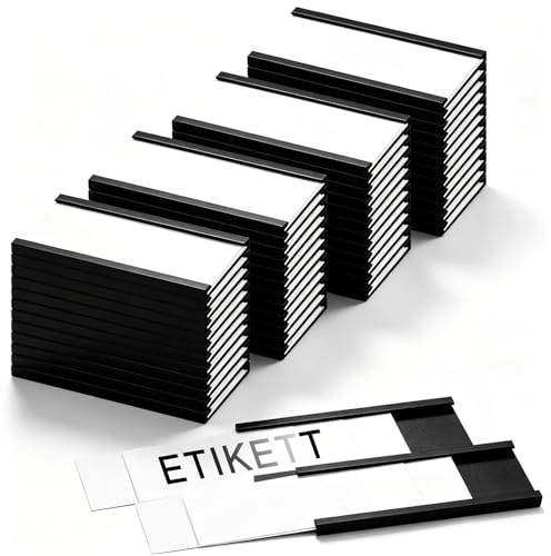 LATRAT 50 soportes magnéticos para etiquetas, se pueden escribir sin suciedad, extraíbles, con lámina protectora de papel, placas para nombre para estantería de metal, taquillas, pizarras blancas, 25