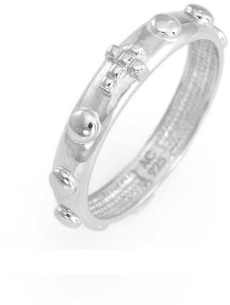 Amen Collection Rosenkranz Ring 925 Silber rhodiniert