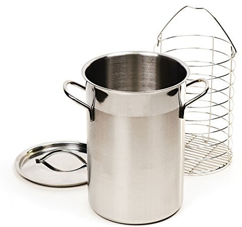 RSVP International Endurance Kitchen Cookware Collection Stainless Steel Asparagus Steamer & Lid with Chromed Steel Basket Insert, 3 Quart Capacity, 5.5 Diameter